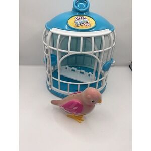Little Live Pets Bird w/ Cage Pink Wings Moose Toys FOR PARTS OR REPAIR